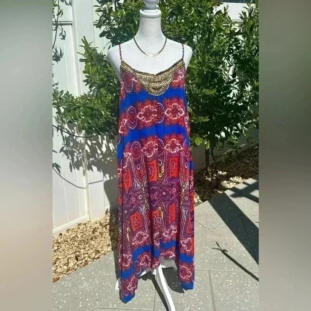 💙❤️”Design Lab by Lord & Taylor” Colorful and Embellished Sundress Size SP